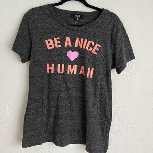 Modern Canvas Ladies Statement Tee Nice Human, Size Medium
